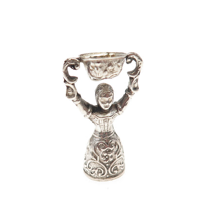 800 Silver Antique Art Deco Jungfraubecher Wedding Bridal Cup 3D Charm Pendant