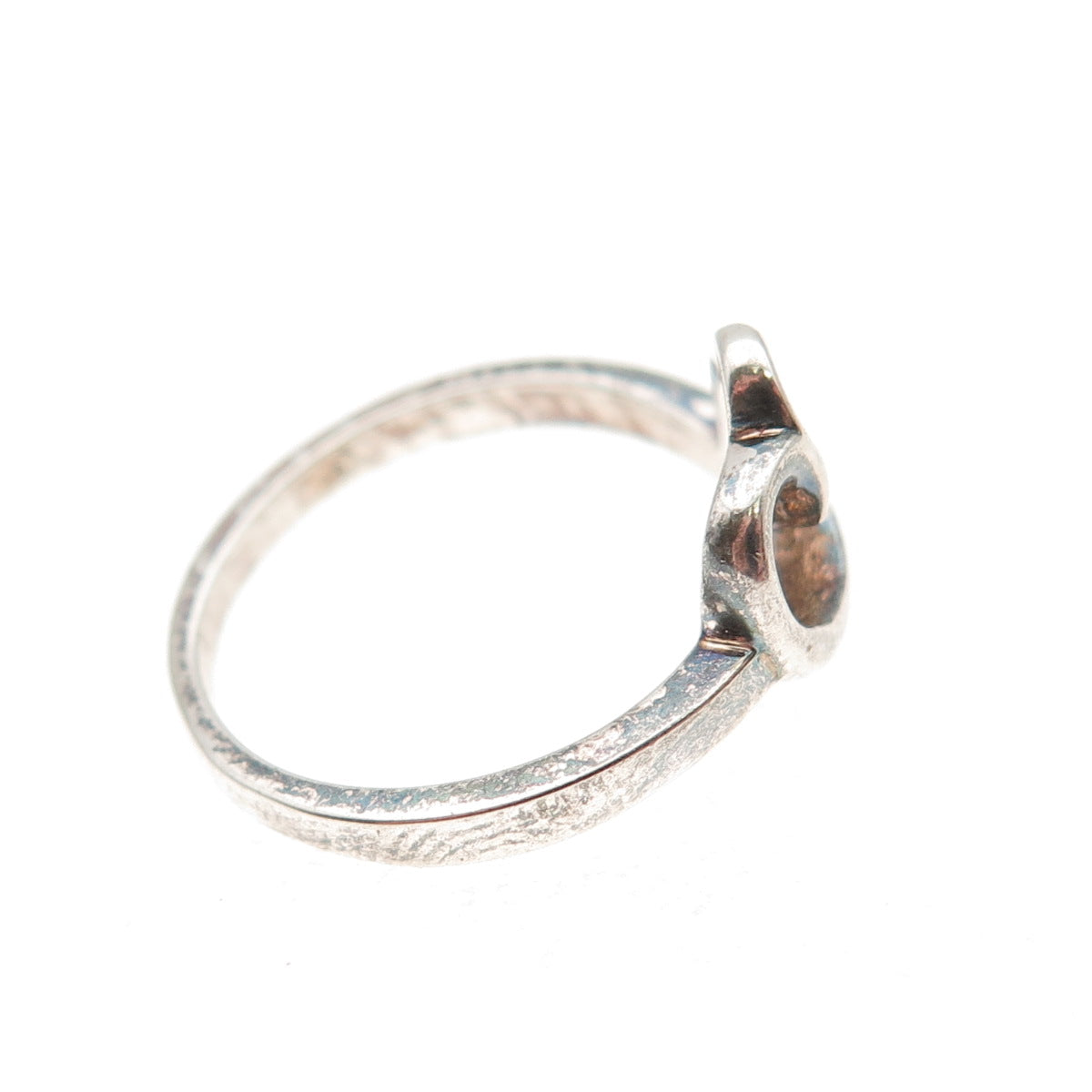 925 Sterling Silver Vintage Loving Heart Oxidized Ring Size 6