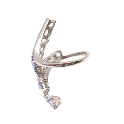 Chuck Clemency 925 Sterling Silver Real Tanzanite Bypass Ring Size 6.25