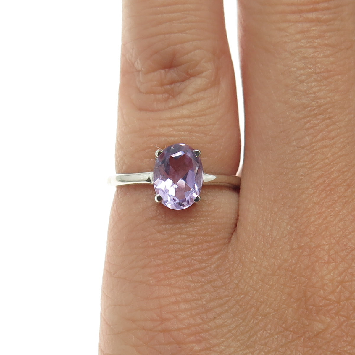 DAZZLERS 925 Sterling Silver Real Amethyst Gemstone Ring Size 5