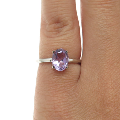 DAZZLERS 925 Sterling Silver Real Amethyst Gemstone Ring Size 5