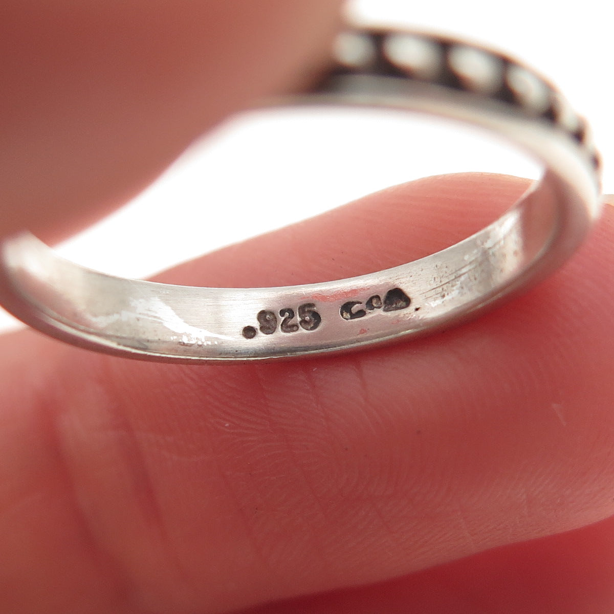Chateau D’Argent 925 Sterling Silver Vintage Dotted Oxidized Band Ring Size 7.25