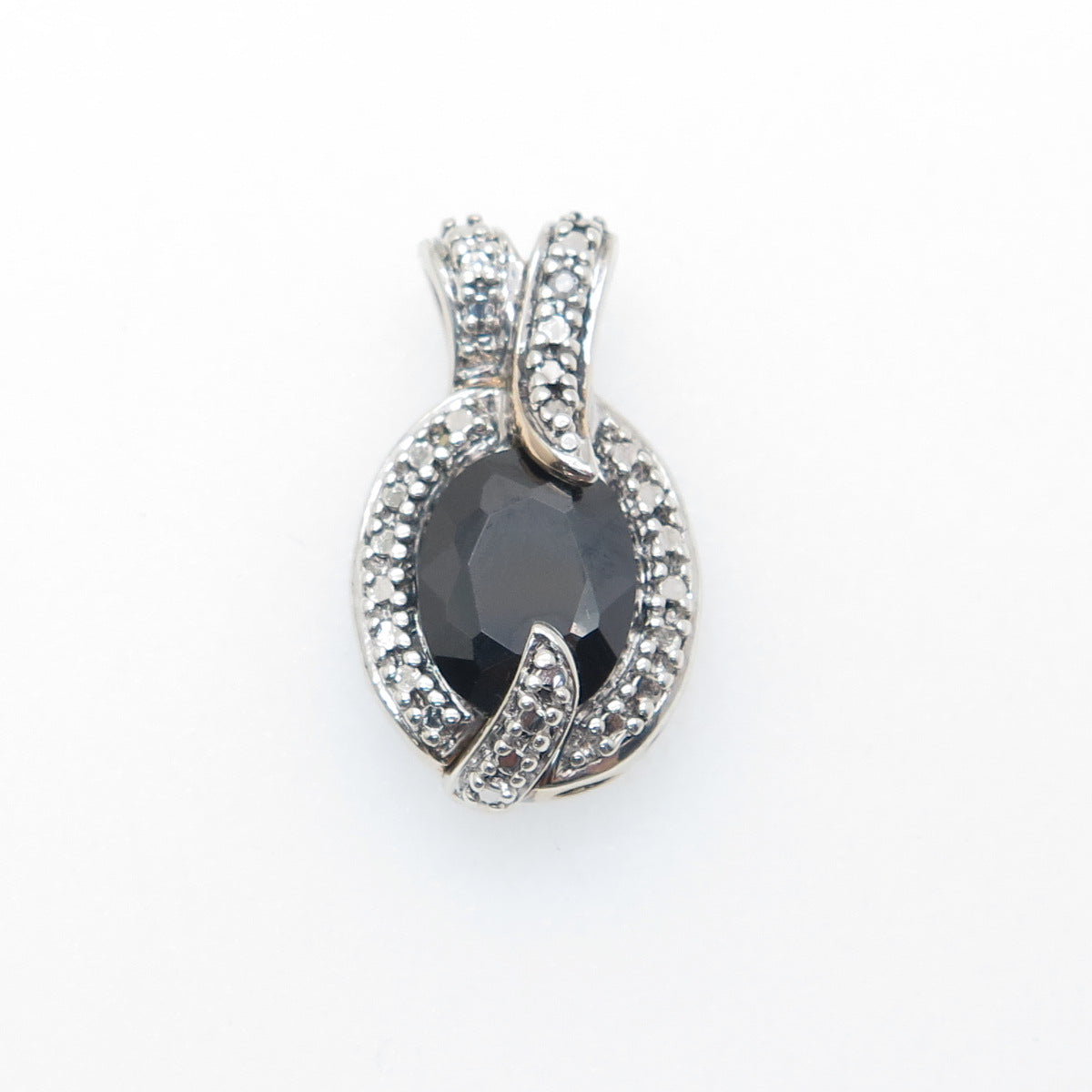 ROSS SIMONS 925 Sterling Silver 2-Tone Real Diamond & Spinel Minimalist Pendant