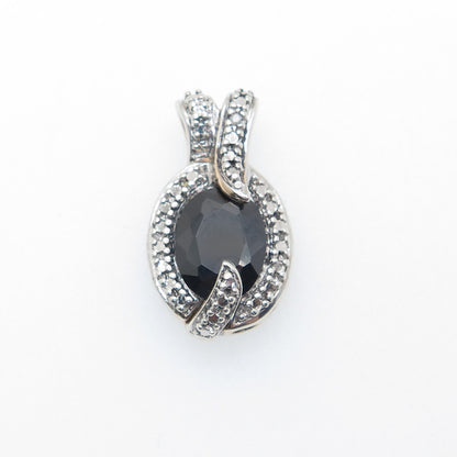 ROSS SIMONS 925 Sterling Silver 2-Tone Real Diamond & Spinel Minimalist Pendant
