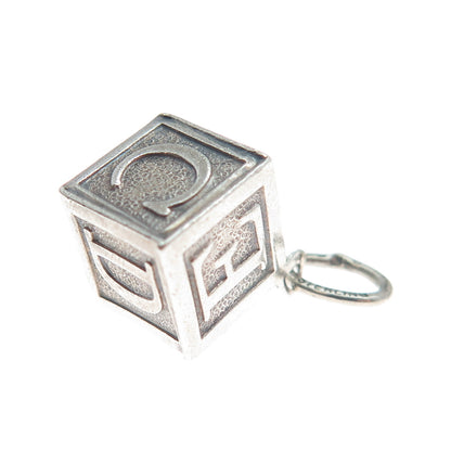 BEAU 925 Sterling Silver Vintage Baby Alphabet Building Block Mini Charm Pendant