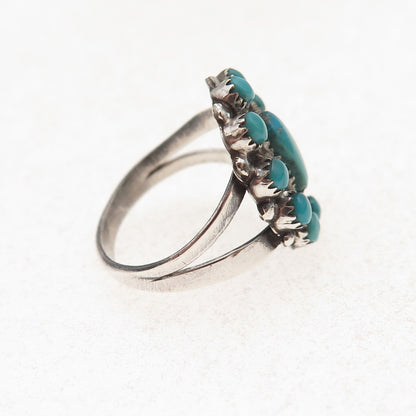 Old Pawn 925 Sterling Silver Vintage Southwestern Bisbee Turquoise Ring Size 4.5
