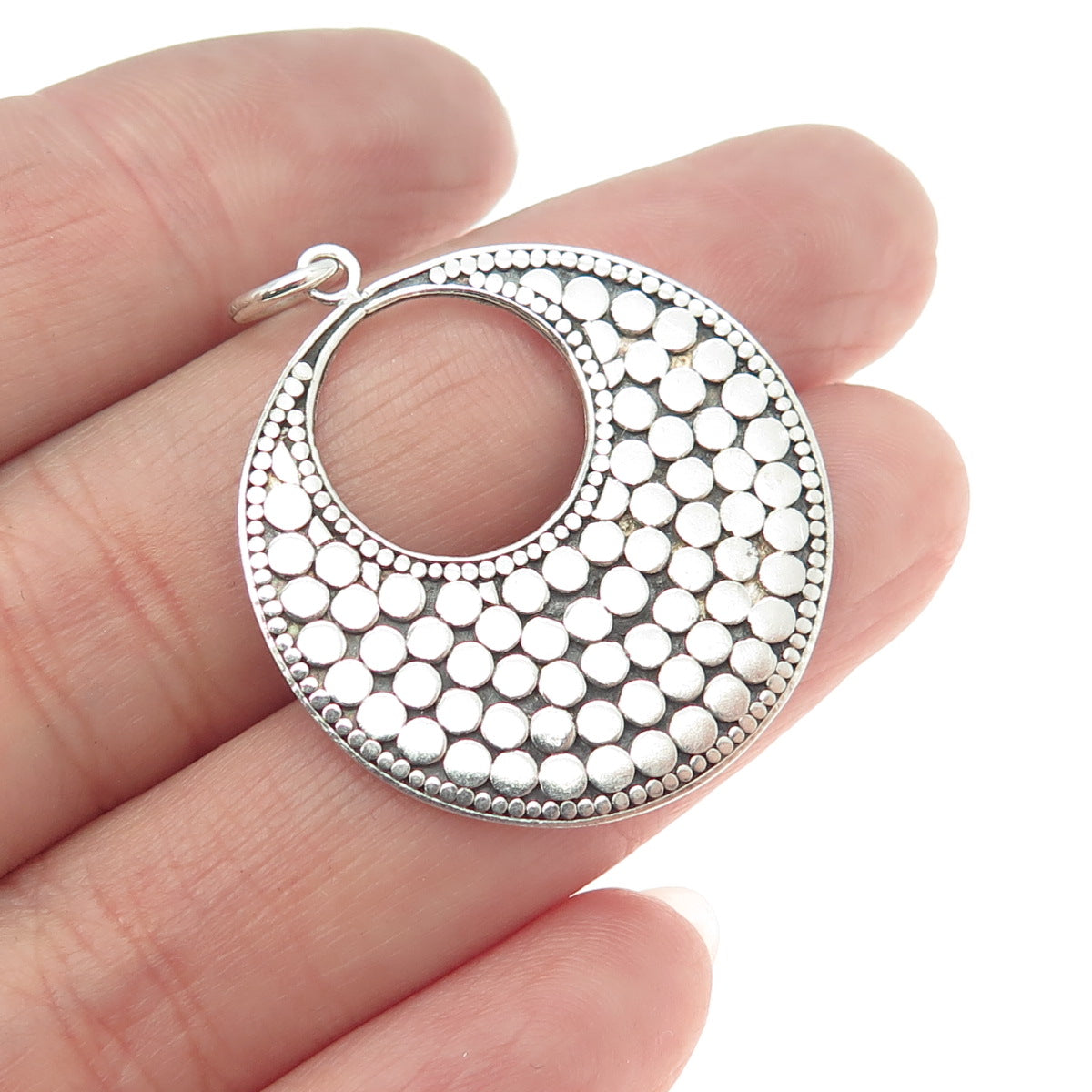 925 Sterling Silver Vintage Ethnic Dots Pendant