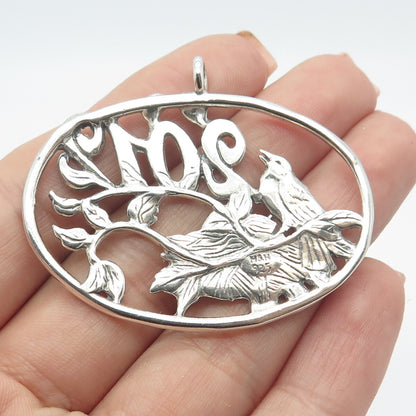 925 Sterling Silver Vintage "2012" Bird Leaf Christmas Tree Ornament