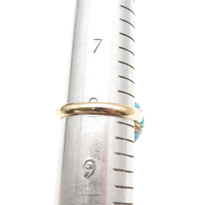Tehya Oyama 925 Sterling Silver Gold Plated Real Turquoise Dome Ring Size 8.25