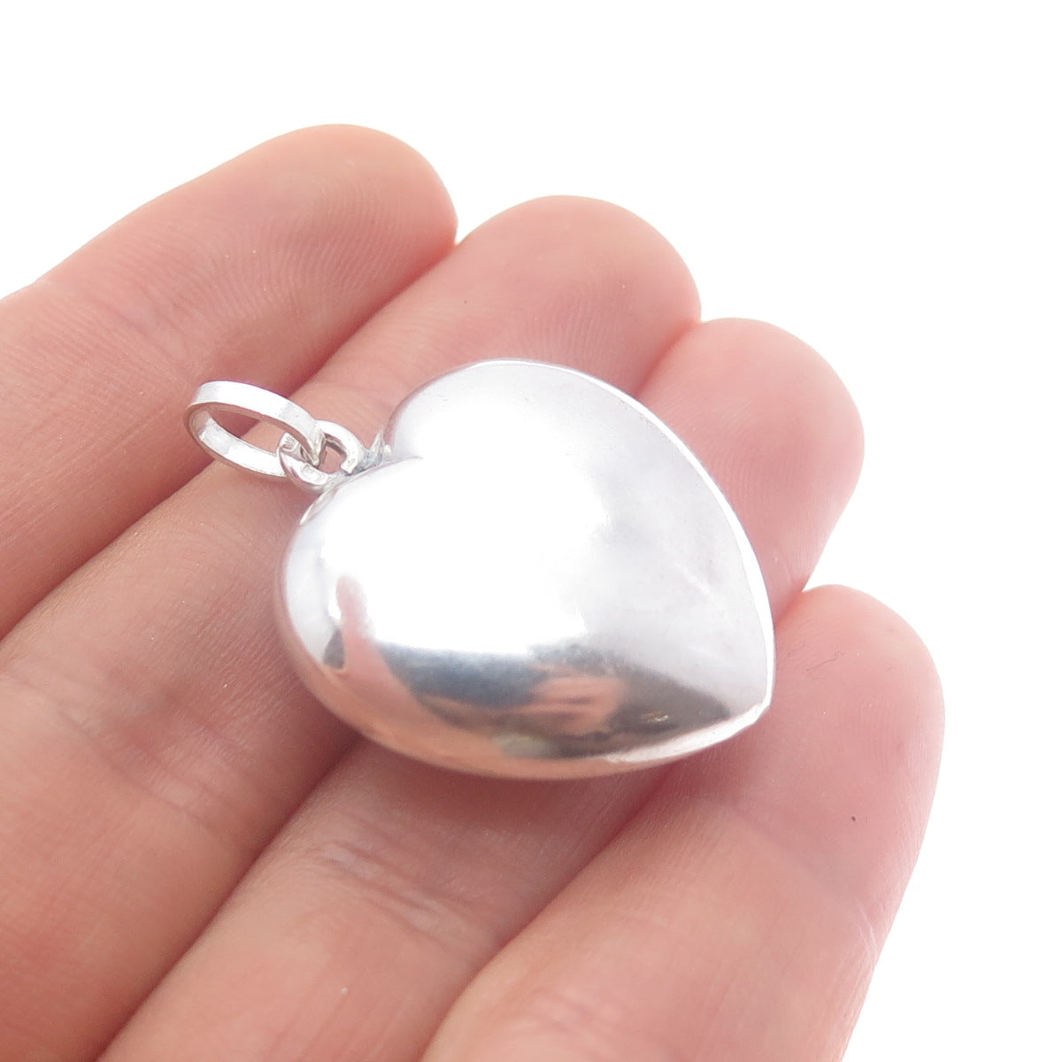 835 Silver Vintage Portugal Puffy Heart Charm Pendant