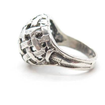 925 Sterling Silver Vintage Bell Trading Post Braided Dome Ring Size 6.5