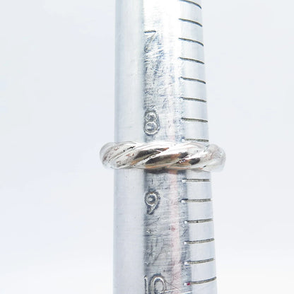 925 Sterling Silver Vintage Twisted Band Ring Size 8.25