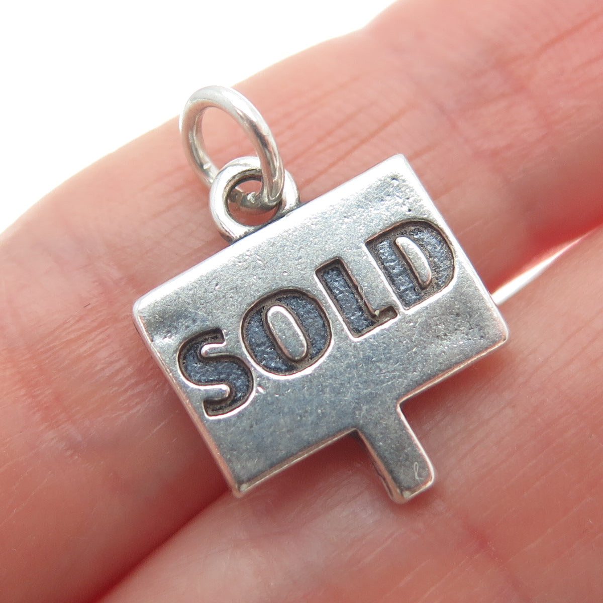 SUNDANCER 925 Sterling Silver Vintage Sold Sign Minimalist Charm Pendant