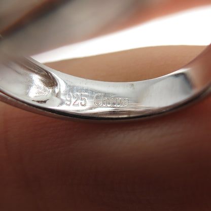 925 Sterling Silver Real Round-Cut Black Spinel & Citrine Ring Size 8.5