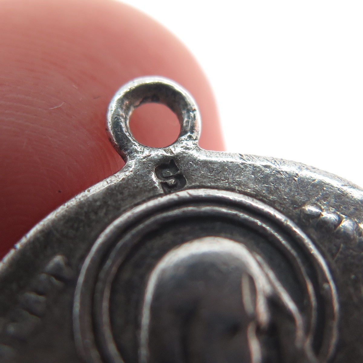 Sterling Silver Antique Jesus & St. Mary Religious Reversible Oxidized Pendant