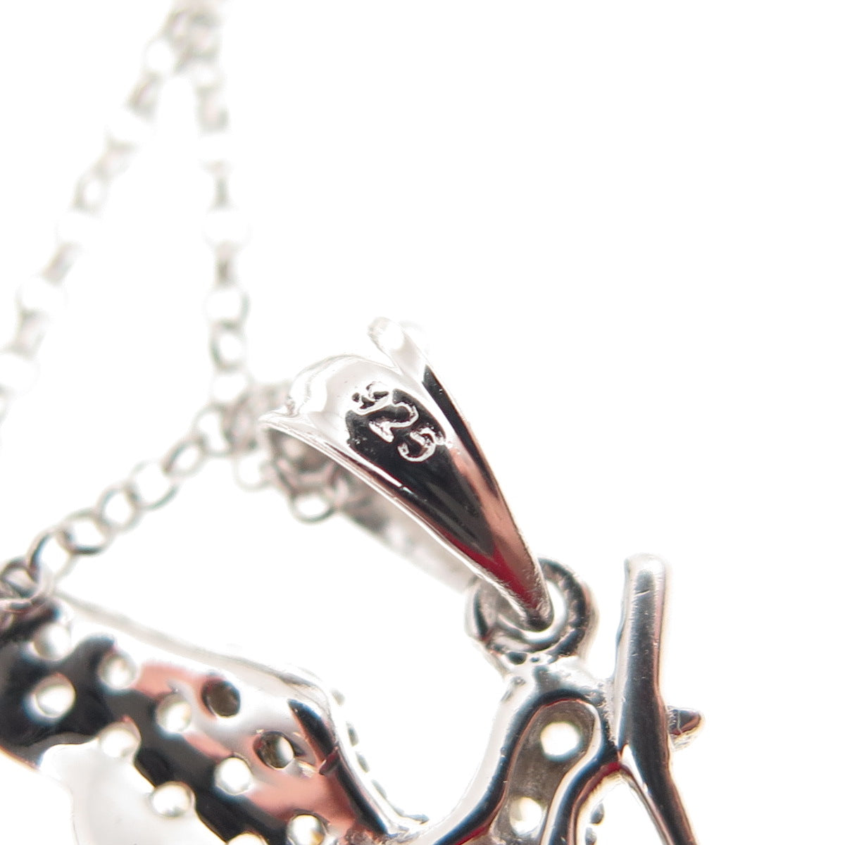 925 Sterling Silver Real Peridot & White Topaz Peace Dove Bird Necklace 16-18"