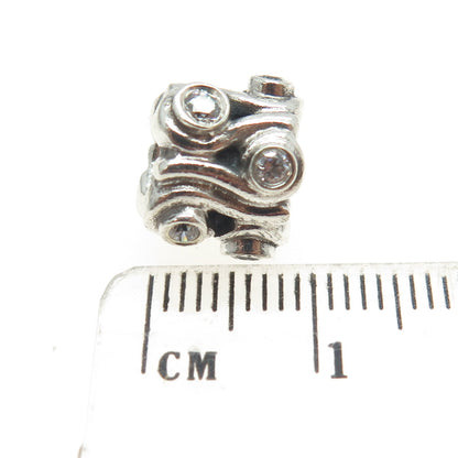 PANDORA 925 Sterling Silver C Z Ocean Wave Bead Charm