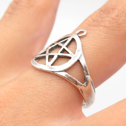 925 Sterling Silver Vintage Star Open Round Ring Size 7.75