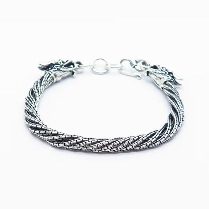 925 Sterling Silver Vintage Twisted Liquid Multi-Strand Link Bracelet 7.5"