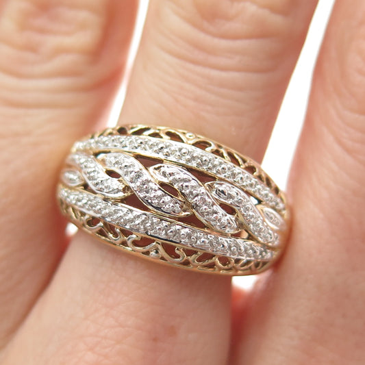 MEDA 925 Sterling Silver Gold Plated Real Diamond Accent Infinity Ring Size 10