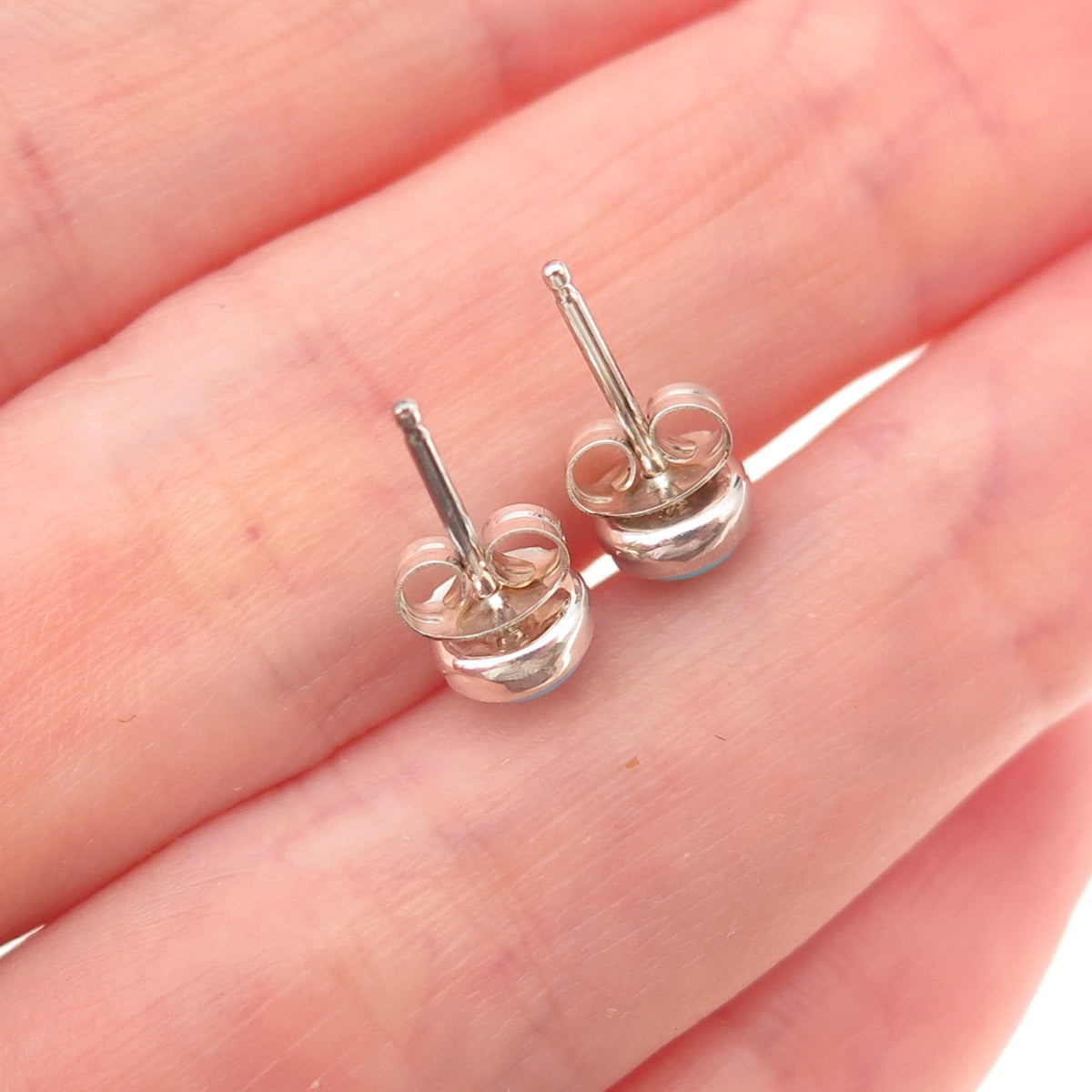 925 Sterling Silver Real Sleeping Beauty Turquoise Stud Earrings