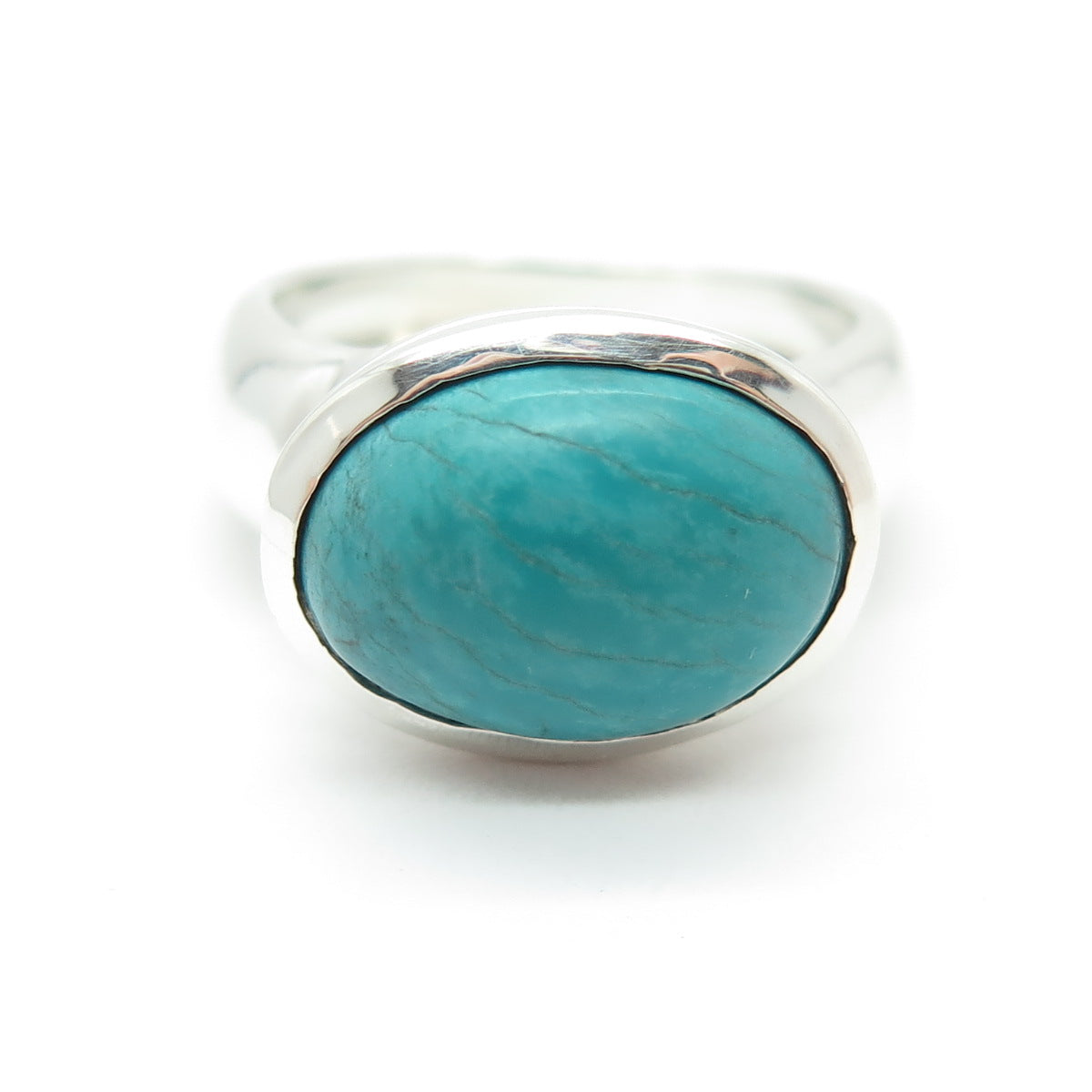 925 Sterling Silver Vintage Real Turquoise Gemstone Ring Size 7