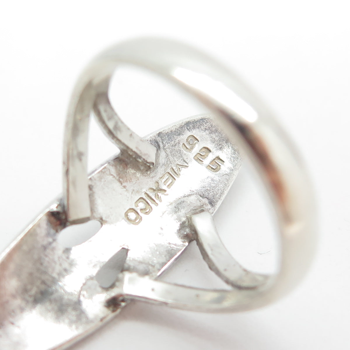 925 Sterling Silver Vintage Mexico Aztec Tribal Mask Ring Size 8.25