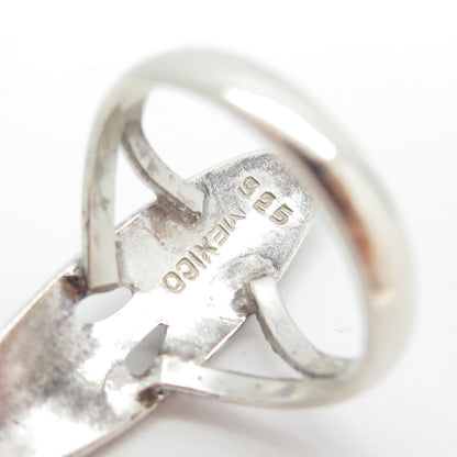 925 Sterling Silver Vintage Mexico Aztec Tribal Mask Ring Size 8.25