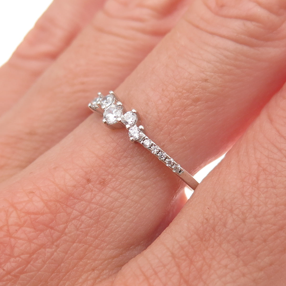 925 Sterling Silver Round-Cut C Z Stackable Ring Size 9