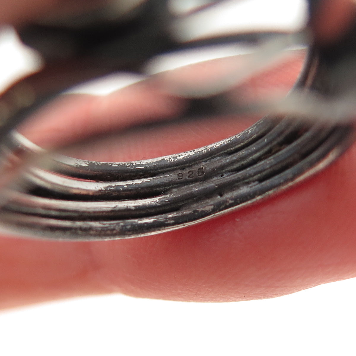 925 Sterling Silver Vintage Real Amethyst Modernist Oxidized Ring Size 7