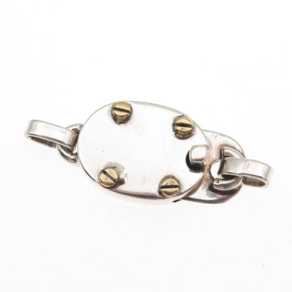 925 Sterling Silver 2-Tone Vintage Mexico Bracelet / Necklace Box Lock Clasp
