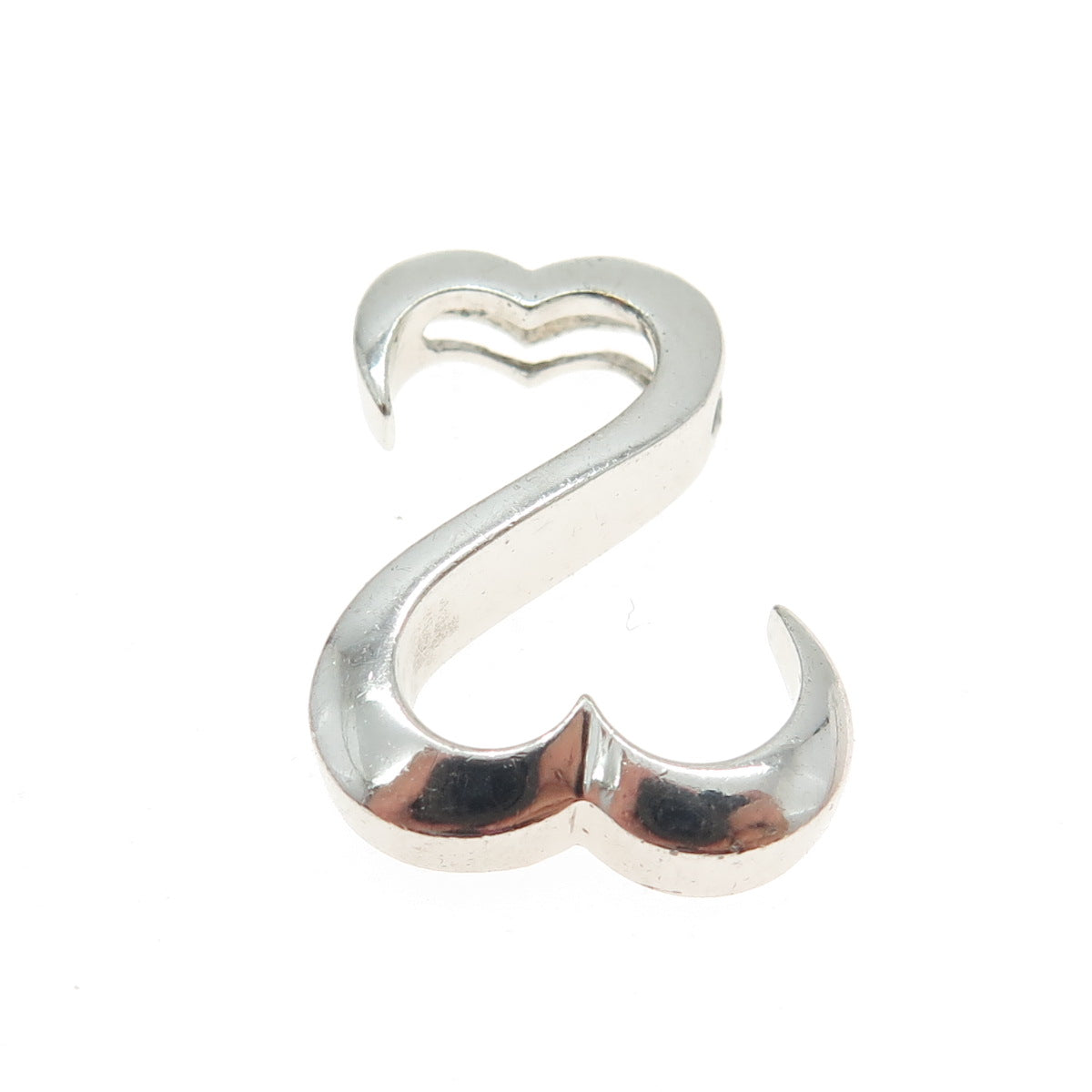 925 Sterling Silver Double Heart Modernist Slide Pendant