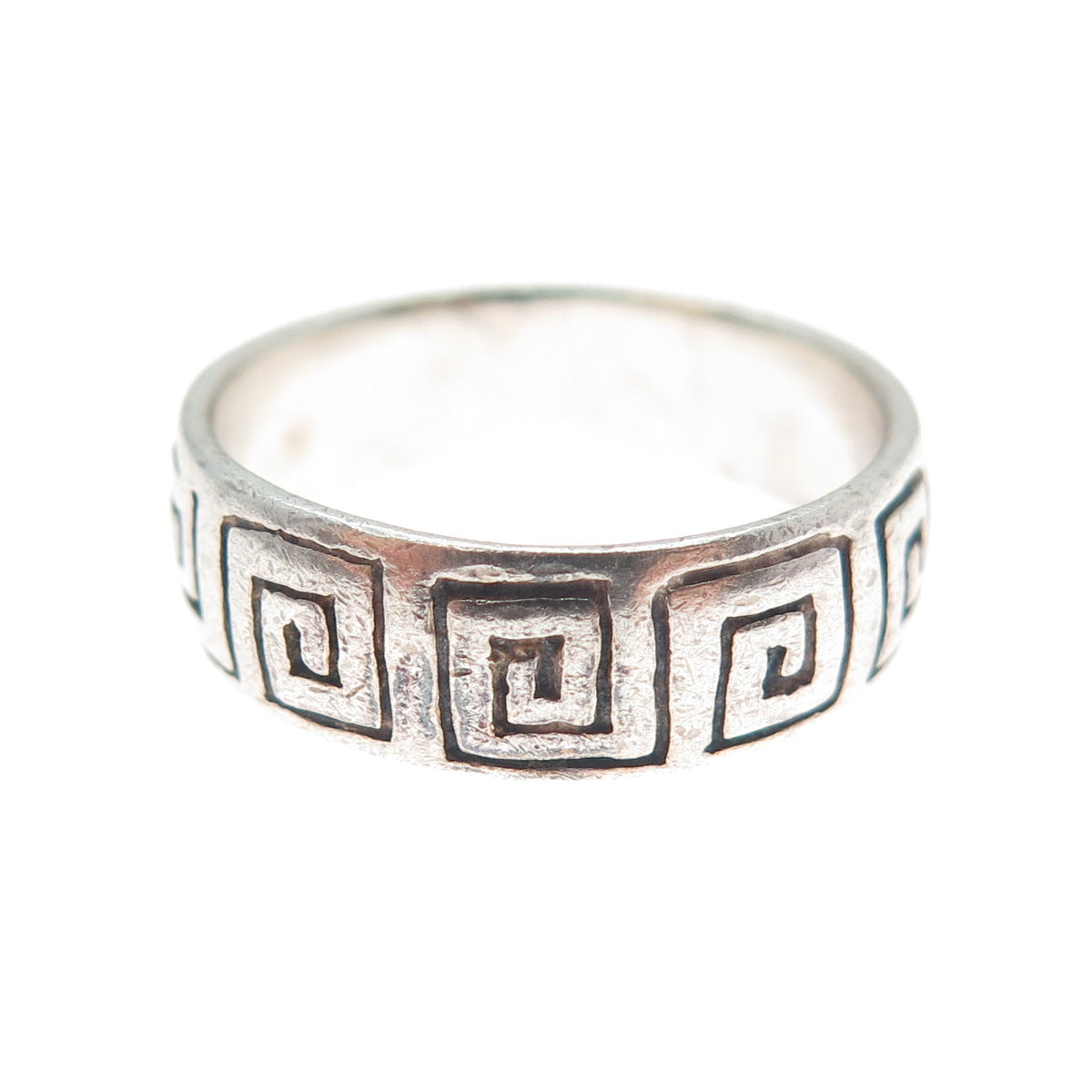 CHAPAL ZENRAY 925 Sterling Silver Vintage Spiral Oxidized Band Ring Size 6.25