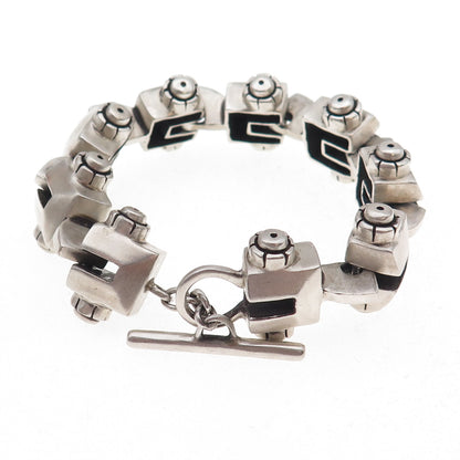 Lisa Jenks 925 Sterling Silver Vintage Modenrist Oxidized Bracelet 6.25"