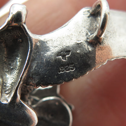 SUN WEST 925 Sterling Vintage Screaming Eagle & Motorcycle Necklace Central Part