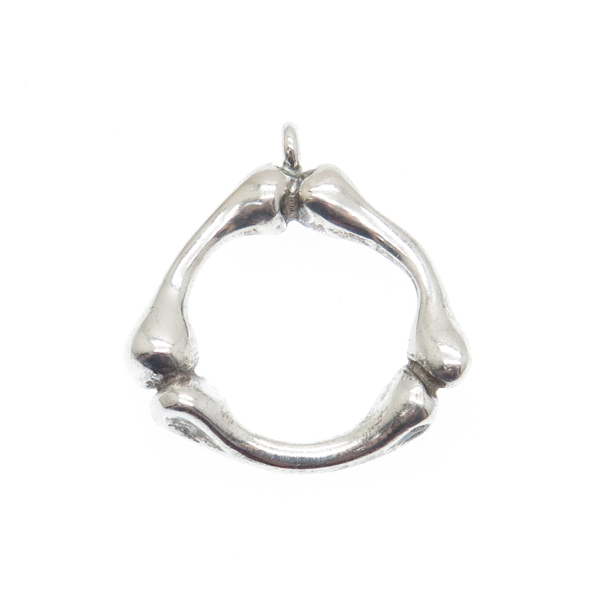 925 Sterling Silver Vintage Bone / Bamboo Modernist Pendant