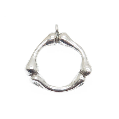 925 Sterling Silver Vintage Bone / Bamboo Modernist Pendant