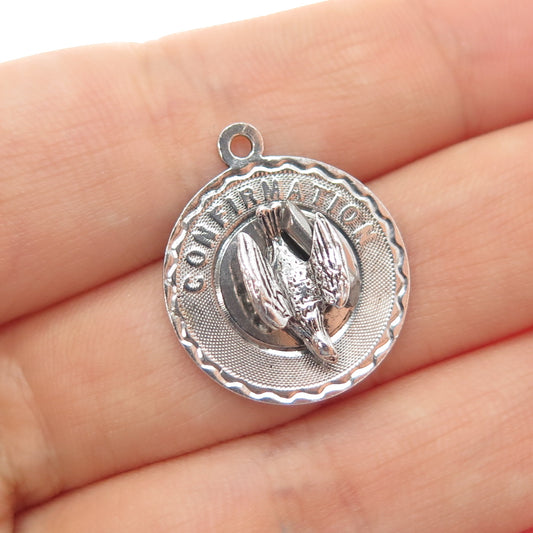 925 Sterling Silver Vintage Confirmation Religious Mini Charm Pendant