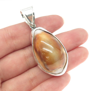 925 Sterling Silver Vintage Real Sea Shell Pendant