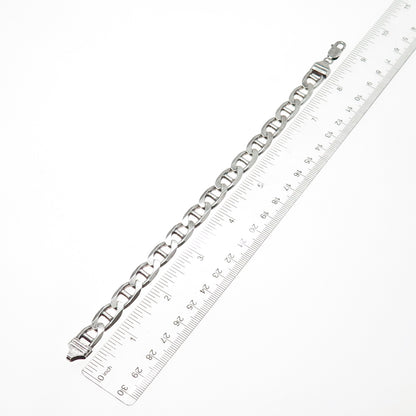 925 Sterling Silver Vintage Italy Anchor Mariner Link Bracelet 8.75"