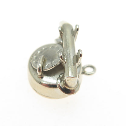 925 Sterling Silver Antique Art Deco "I Love You" Rotary Telephone Pendant
