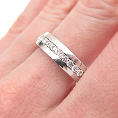 925 Sterling Silver Round-Cut C Z Half Eternity Band Ring Size 9.75