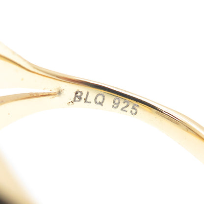 BLQ Basiq Jewelry Sterling Silver Gold Plated Real Aventurine Ring Size 10.25