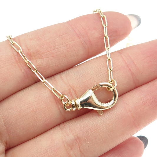 925 Sterling Silver Gold Plated Paperclip Double Bracelet / Chain Necklace 18"