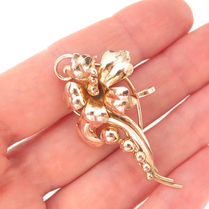925 Sterling Silver 1/20 12K Gold Filled Vintage Orchid Pin Brooch / Pendant