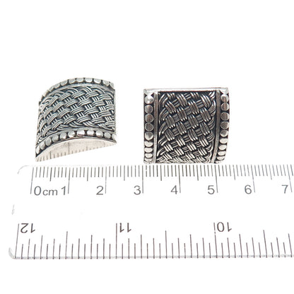 SUARTI BALI 925 Sterling Silver Vintage Woven Oxidized Clip On Earrings