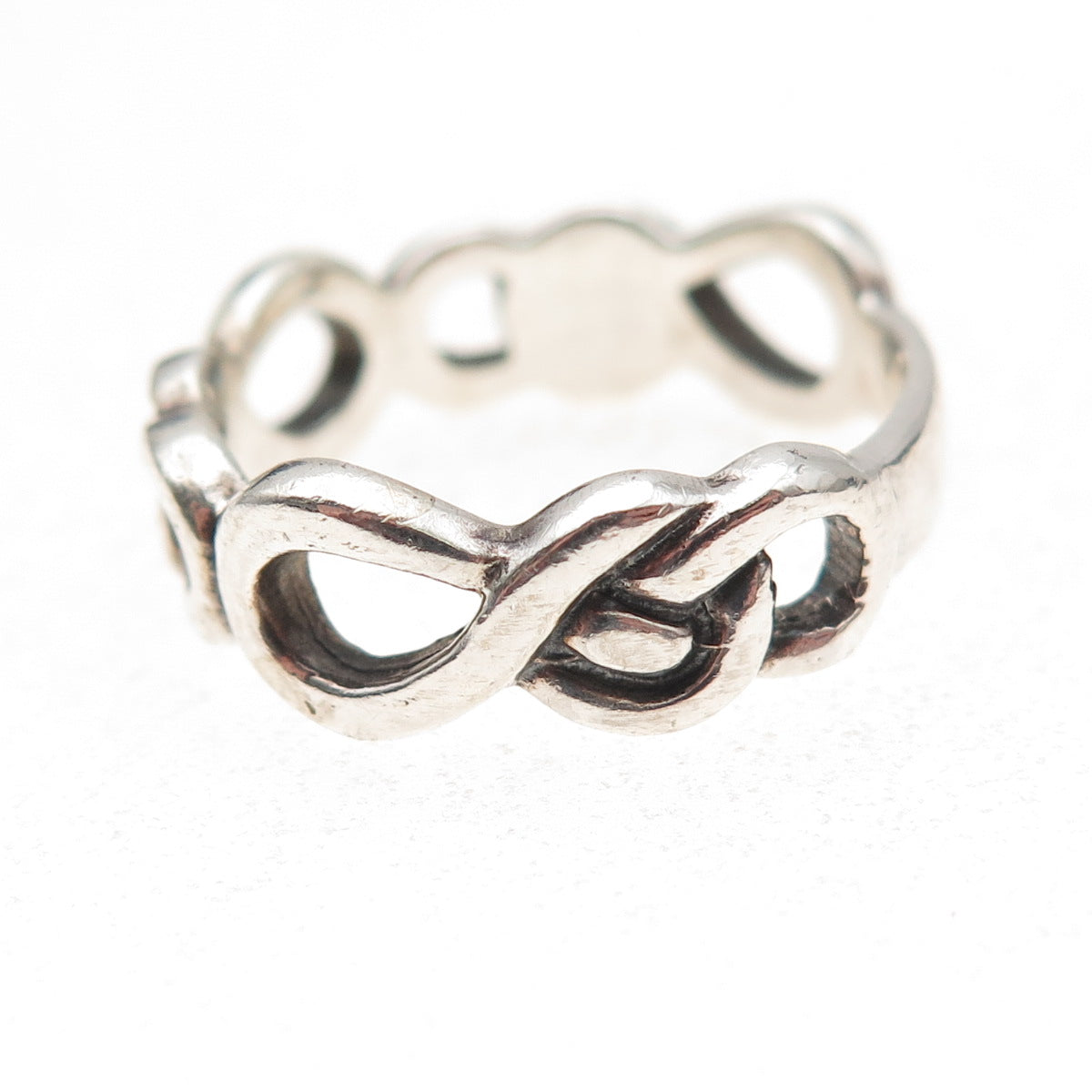 925 Sterling Silver Vintage Infinity Oxidized Band Ring Size 9
