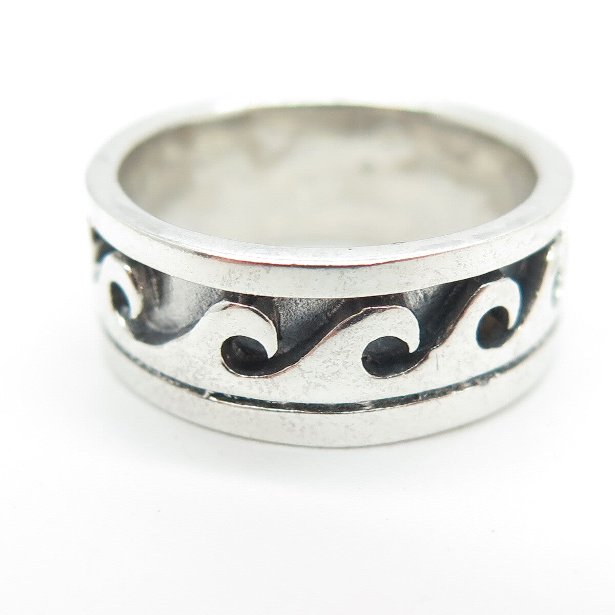 925 Sterling Silver Vintage Water Pattern Band Ring Size 6.5
