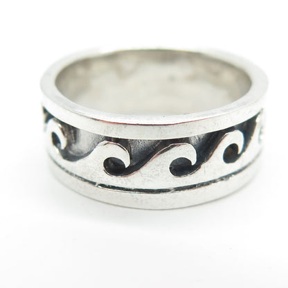 925 Sterling Silver Vintage Water Pattern Band Ring Size 6.5