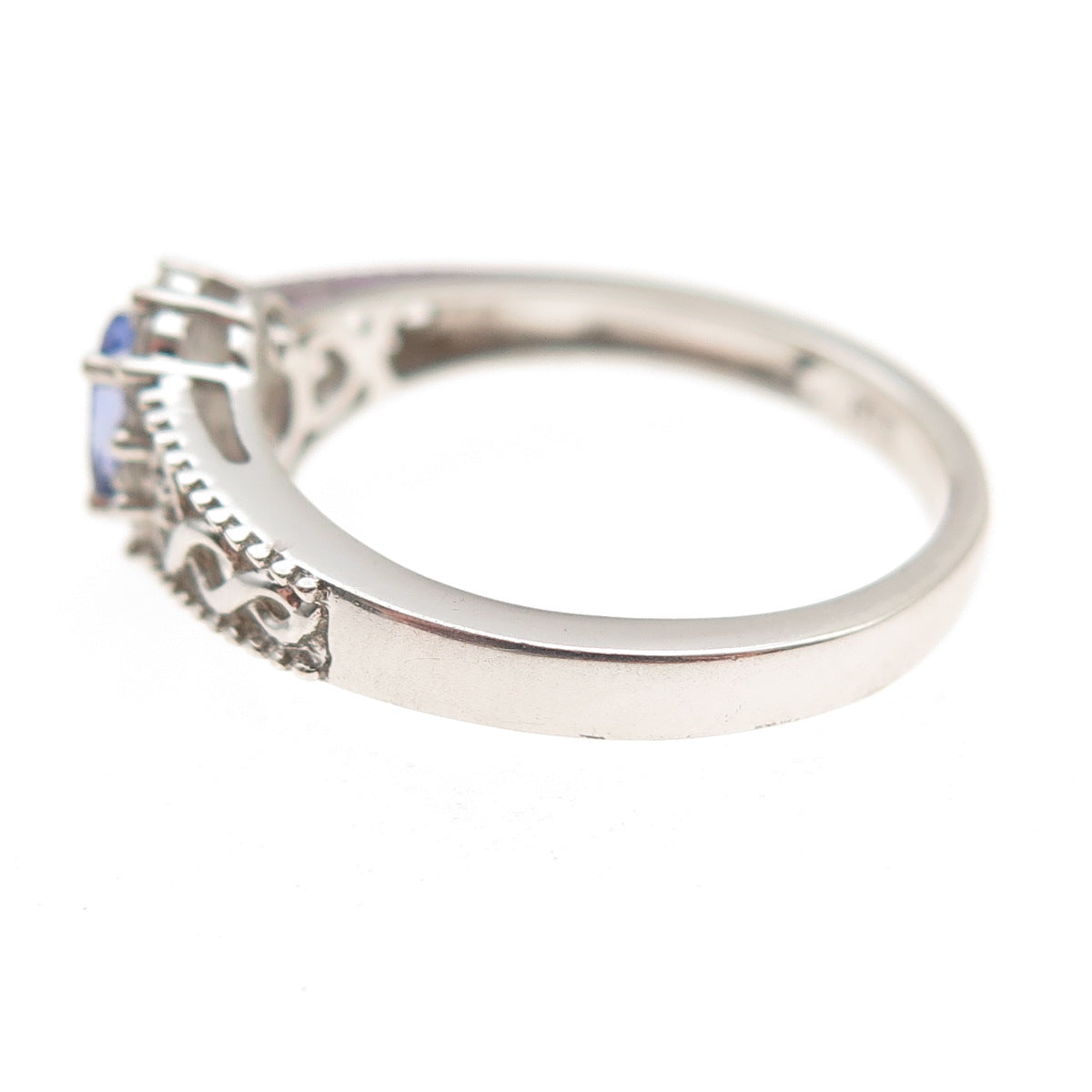 Chuck Clemency 925 Sterling Silver Real Tanzanite & White Topaz Ring Size 8.25